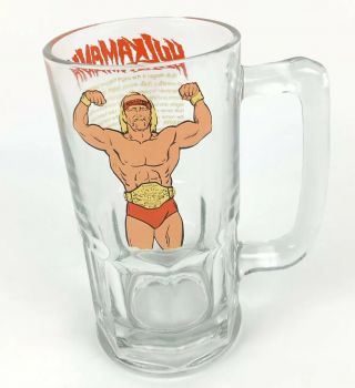 Vintage 1985 Wwf Hulk Hogan Hulkamania Stein Large Heavy Glass Mug Wwe Wrestling