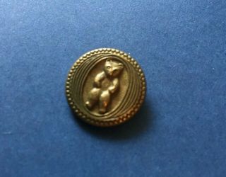 Vintage Brass Teddy Roosevelt Bear Button - 5/8” Rare.  Steiff Co? 1910