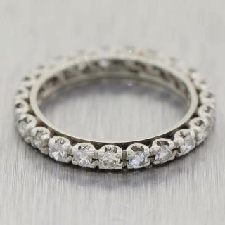 1930s Antique Art Deco 14k White Gold 0.  70ctw Diamond Eternity Wedding Band Ring