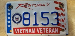 Kentucky Veteran Vietnam Navy Motorcycle License Plate 8153