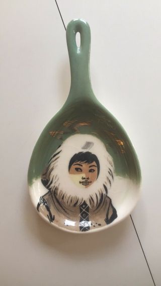 Vintage Mcm Matthew Adams Eskimo Spoon Rest Wall Hanging Signed Numbered