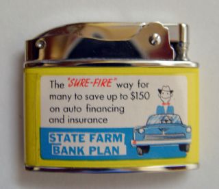 1950 - 60s State Farm Insurance Grayslake Ill.  Advertising Cigarette Lighter