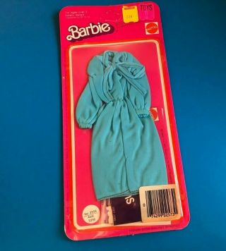 1976 2556 Best Buy Barbie Doll Outfit Blue Tricot Dress Nrfb Superstar Vintage