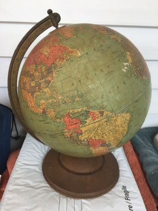 Antique Vintage Replogle 12 Inch Precision World Globe