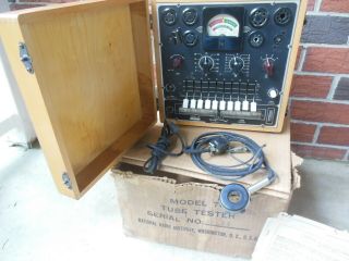 Vintage Nri Professional Model 70 Tube Tester Wood Case 50 