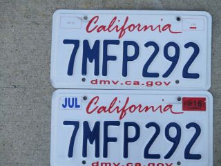 California Lipstick License Plate Pair