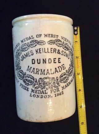 Antique Vintage James Keiller & Sons Dundee Marmalade 4.  5” Stoneware Crock Jar