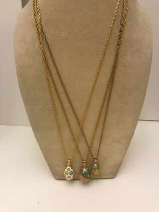Vintage Joan Rivers Set Of 3 Enamel Egg Pendant Necklace