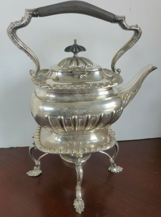 Vintage Alexander Clark Welbeck Tilting Silver Plate Teapot W/stand & Oil Warmer