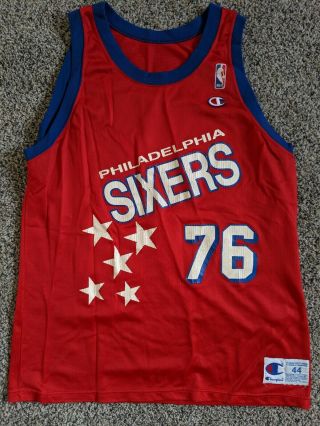 Vintage Shawn Bradley Philadelphia 76ers Sixers Champion Basketball Jersey Large