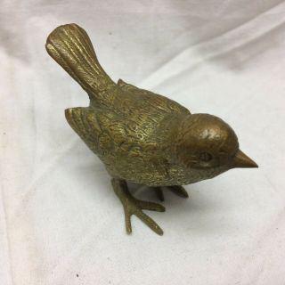 Vintage Solid Cast Brass Bird Decoration Ornate Detail Sparrow