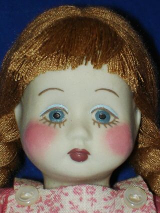 Early Artist Gail Wilson Duggan 7 " Handmade Porcelain Doll In Pink Calico 1987