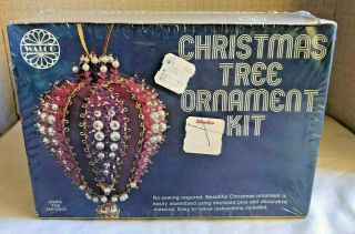 Vintage Walco Christmas Tree Ornament Kit,  Beads & Sequins,  Box