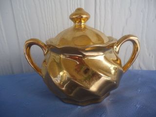 Vintage Retro St.  Kilda China Australia 22ct Gold Sugar Bowl