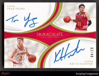 2018 - 19 Immaculate Dual Kevin Huerter/trae Young 02/49 Auto Autograph Rookie