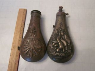Antique A M Flask And Cap Co.  Military Powder Hunting Copper Tin Civil War