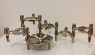 Vintage Mid Century Nagel Candle Holders And Bowl