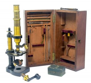Antique Brass Simple And Compound Microscope By Nachet Et Fils,  Paris,  1856 - 62