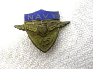 Vintage Sterling B&b 1940s Wwii Us Navy Pilot V5 Wings Badge Pin