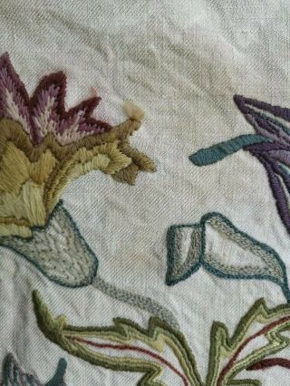 VINTAGE CREWEL EMBROIDERED FLORAL WOOLWORK LARGE PANEL A/F FOR REPURPOSING 3