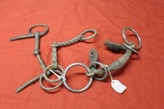 3 Antique Horse Bit Bits Vintage Barn Farm House Tools Springstern Twisted Old