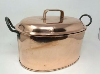 Large Antique Copper Cooking Pot H24 X L39 X W23 Cms