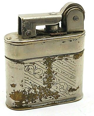 Vintage Mercurius Pocket Petrol Lift Arm Lighter Made In Belgium Needs Windguard