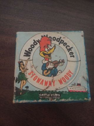 Vintage Movie Reel 8mm Castle Films Woody Woodpecker Stowaway Woody