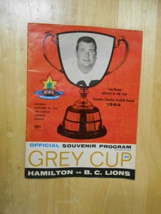 Vintage 1964 Grey Cup Cfl Football Program - Hamilton Tiger - Cats Vs Bc Lions - Kapp