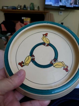 Vintage Roseville Baby Bowl Plate Set.  Duck,  Rabbit,  Dog,  Yellow Chicks