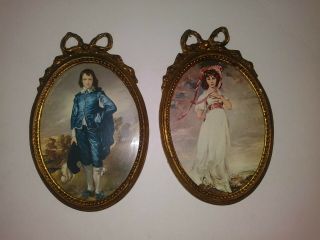 Vtg Rde Italia Imports Oval Frames With Boy Blue & Pinkie Pictures Bows