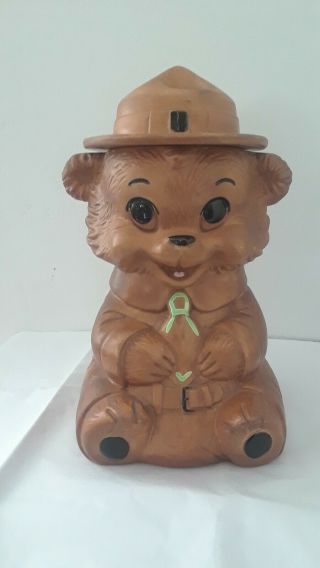 Vintage Twin Winton California Cookie Jar Ranger Bear With Hat 1960s