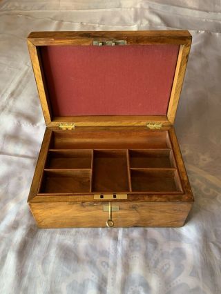 Victorian Workbox/ Jewellery Box With Lock And Key