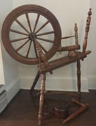 Vintage Antique Wooden Spinning Wheel (parts)