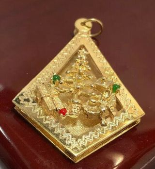 Wow Rare Vintage 14k Yellow Gold Christmas Tree Holiday 3d Antique Pendant Charm