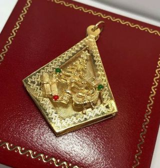 WoW Rare Vintage 14k Yellow Gold Christmas Tree Holiday 3D Antique Pendant Charm 3
