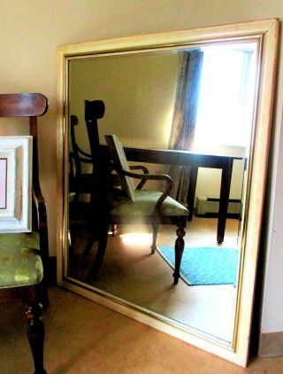 Huge Vintage Wall Mirror Leaning Floor 40x48 Buttercream Frame Beveled High Qlty