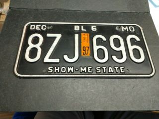 License Plate Vintage Missouri Mo 8zj 696 1997 Show Me State Rustic Usa
