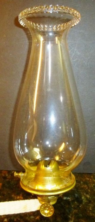 Rare Vintage Antique P&a 1 Brass Flange Type Oil Lamp Burner W/chimney & Wick