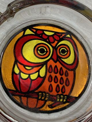 vintage OWL ASHTRAY collectible Stained Glass - Look 2