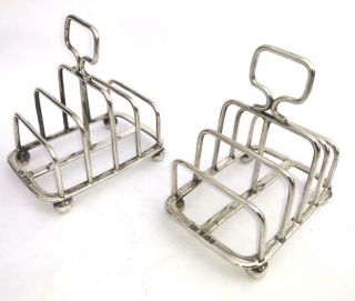 Matching Pair Antique Hm 1923 Sterling Silver Toast Racks By Henry Atkins - Good