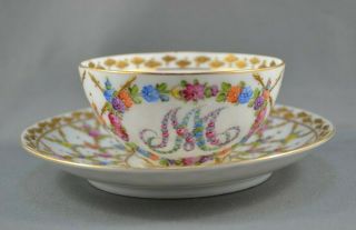 Antique Carl Thieme Dresden Marie Antoinette Hand Painted Tea Cup & Saucer - Nr