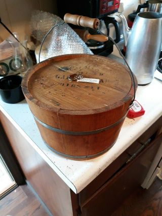 Vintage Wooden Bucket / Early Primitive Bucket 7.  5 " ×11 " Very Old
