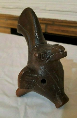 Vintage Ocarina Clay Artifact Bird Effigy Whistle Toucan Mayan Aztec 4 Faces