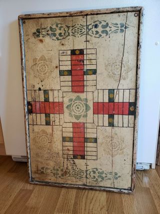 Antique/vintage Game Board Patchisi Checkerboard Folk Art Primitive Quebec