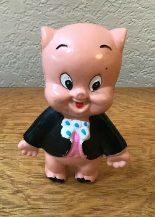 Vintage Looney Tunes Porky Pig Hard Plastic Toy Figurine