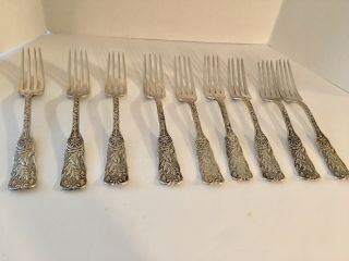 Antique St Cloud Gorham 1885 Set Of 9 Regular Forks 925 Sterling Silver
