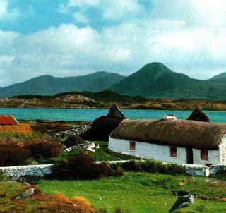 Thatched Cottage Renvyle Connemara Co Galway Ireland John Hinde Vintage Postcard