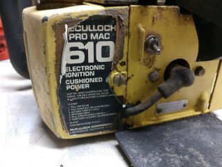 Vintage McCulloch Pro Mac 610 Chainsaw Chain Saw with no Bar Runs Needs Tuned 3
