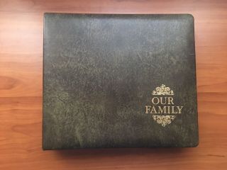 Our Family Photo Album Vintage 16 Portrait Sleeves Green Cowhide Leather